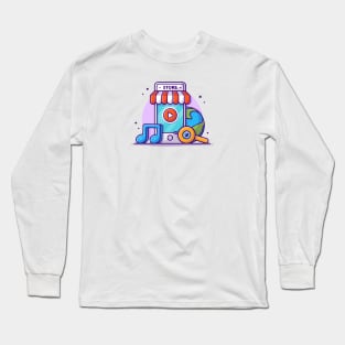 Mobile Music Shop with Note Cartoon Vector Icon Illustration Long Sleeve T-Shirt